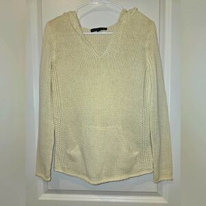 Women's Cream Knit Sweater with hood, womems sweater